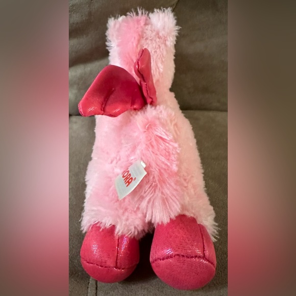 Justice Girls 10” Pink Fluffy Unicorn Plush Stuffed Animal Sparkly Horn Wings - Picture 13 of 16